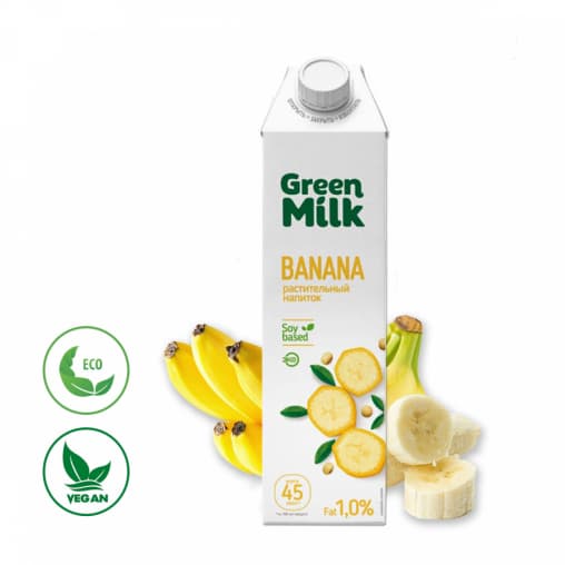 Молоко Green Milk Banana банановый на соевой основе 1000 мл