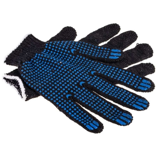 Перчатки х/б с ПВХ Черные с укороченным манжетом (пара)