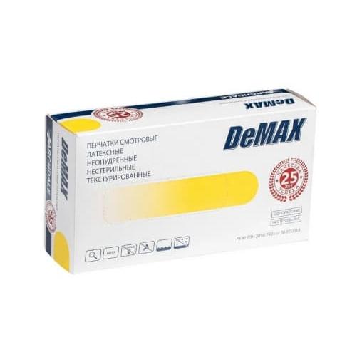 Перчатки DeMax смотровые латекс неопудр. р. L 100 шт