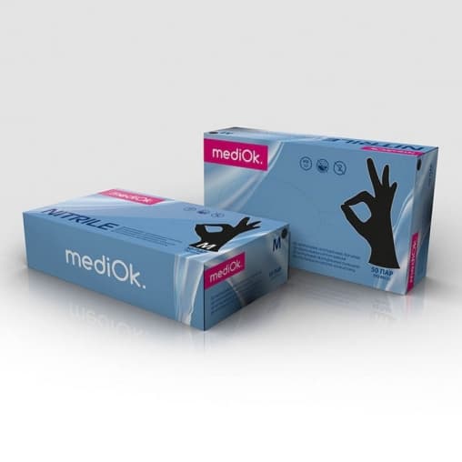 Перчатки mediOk нитриловые нестер. неопудр. р. L