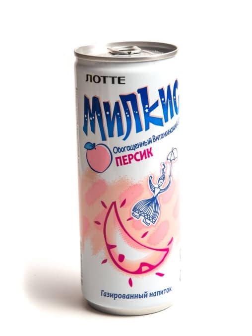 Газированный напиток Lotte Милкис Персик 250 мл ж/б