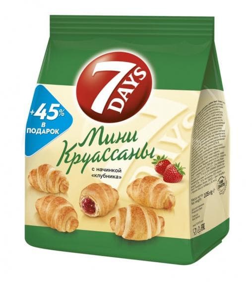 Круассаны мини 7Days Клубника 105 г