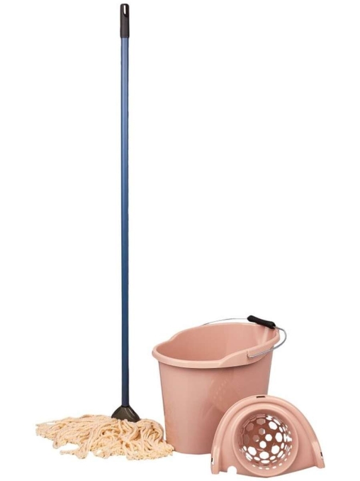 Швабра МОП 110 см с веревочной насадкой из хлопка Voque с ведром 12 л с отжимом