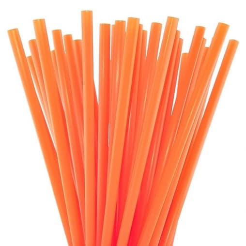 Трубочки оранж. пластиковые в инд. упак. 190 мм d=10 мм