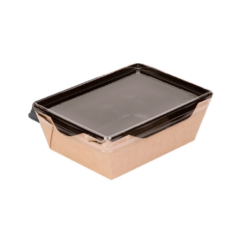 Контейнер бумажный OPSALAD BLACK WOOD 400 мл черный/крафт 145×95×45 мм