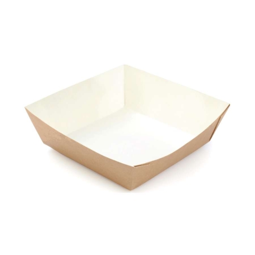 Лоток для фаст-фуда OSQ TRAY 550 белый/крафт 110×110×42 мм Лоток для фаст-фуда OSQ TRAY 550 белый/крафт 110×110×42 мм