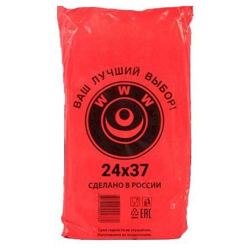 Прозрачные фасовочные пакеты 24×37 ПНД 7 мкм красная упаковка