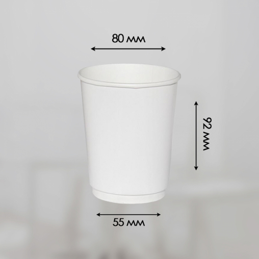 Бумажный 2-слойный стакан ECO CUPS Белый d=80 250 мл