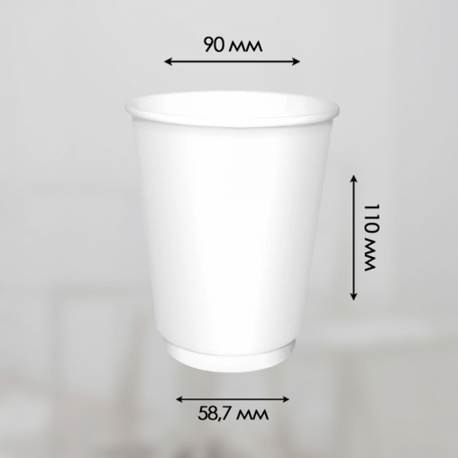 Бумажный 2-слойный стакан Энергопак Белый d=90 350 мл