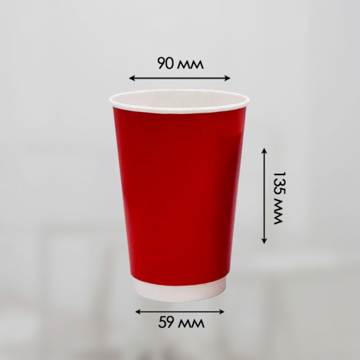 Бумажный 2-слойный стакан Красный d=90 400 мл