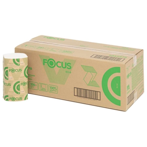 Полотенца бумажные Focus Eco листовые V-сложение 1-слойные 23×20.5 см 250 л.