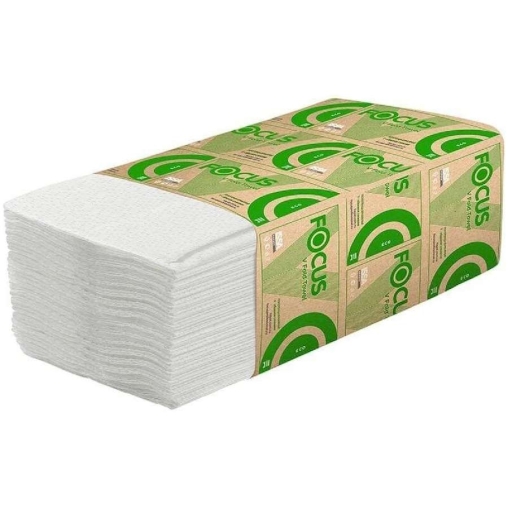 Полотенца бумажные Focus Eco листовые V-сложение 1-слойные 23×23 см 250 л.