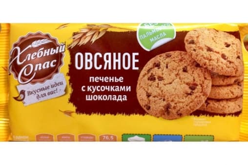 Печенье Хлебный спас Овсяное с кусочками шоколада 80 г