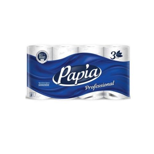 Туалетная бумага 3-слойная Papia Professional 8 рулонов