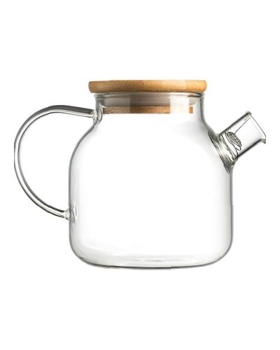 Чайник заварочный стеклянный с деревянной крышкой 500 мл Прозрачный