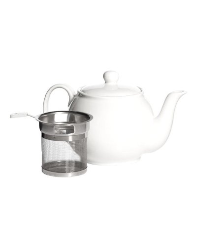 Чайник заварочный с металлическим ситом фарфор 500 мл Белый