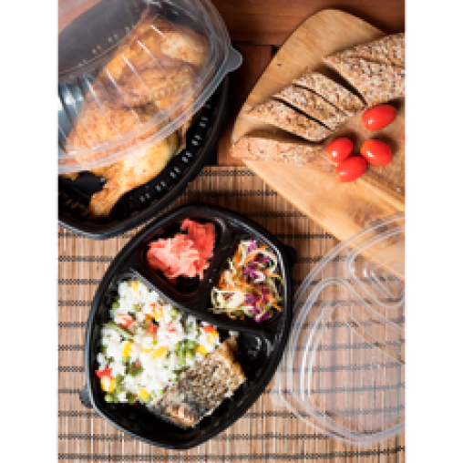 Крышка PP ПолиЭР 3х секц овальная Прозрачная 257×202×35 мм