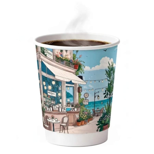 Стакан бумажный 2-слойный Глянцевый КАФЕ d=80 250 мл