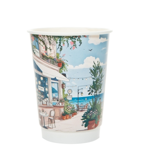 Стакан бумажный 2-слойный Глянцевый КАФЕ d=90 350 мл