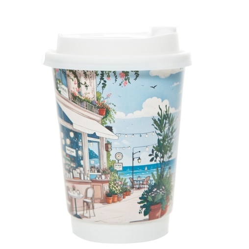 Стакан бумажный 2-слойный Глянцевый КАФЕ d=90 350 мл