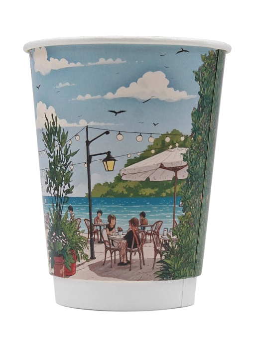 Стакан бумажный 2-слойный Глянцевый КАФЕ d=90 350 мл