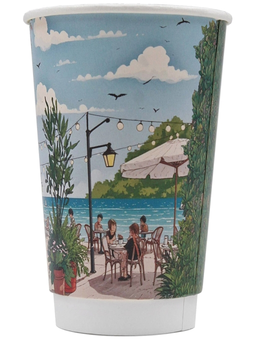 Стакан бумажный 2-слойный Глянцевый КАФЕ d=90 450 мл