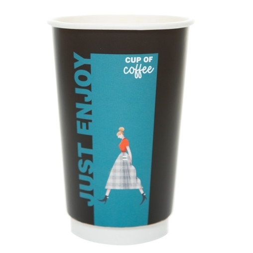 Стакан бумажный 2-слойный матовый люкс JUST ENJOY d=90 450 мл