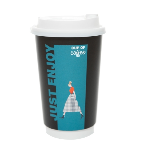 Стакан бумажный 2-слойный матовый люкс JUST ENJOY d=90 450 мл