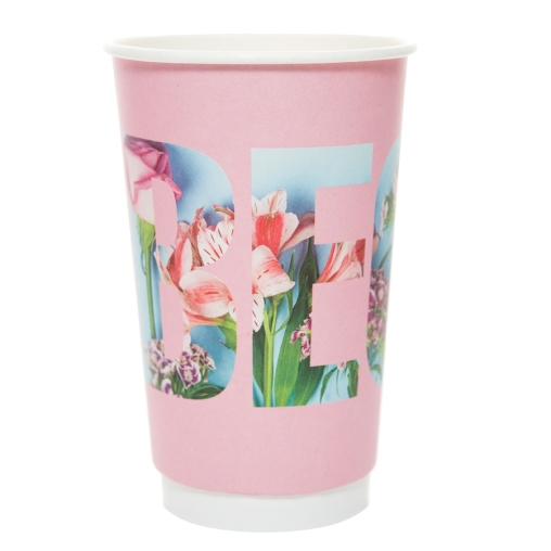 Стакан бумажный 2-слойный ВЕСНА Розовый d=90 450 мл