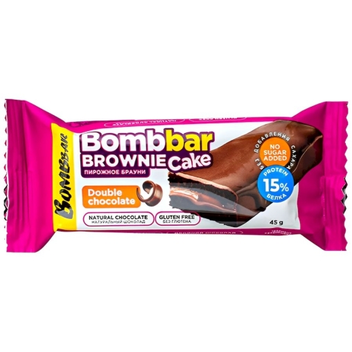 Пирожное протеиновое Bombbar Брауни Двойной шоколад 45 г