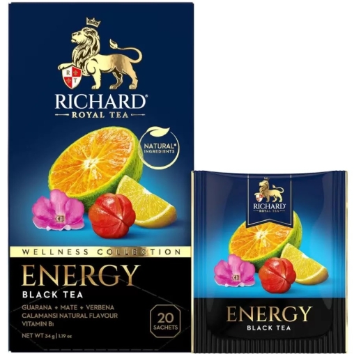Чай Richard ENERGY чёрный аромат. 20 саше × 1.7 г