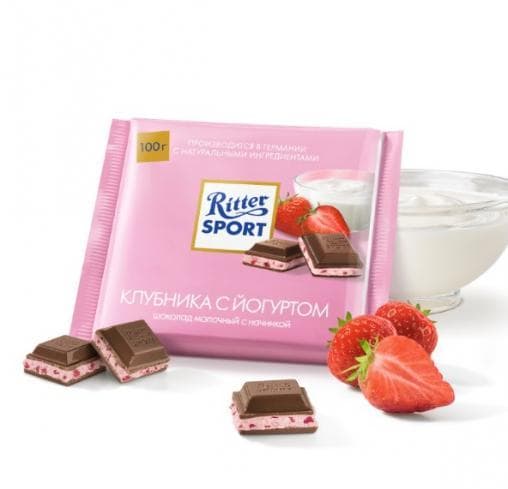 Шоколад Ritter Sport Молочный с Клубникой и Йогуртом 100 г