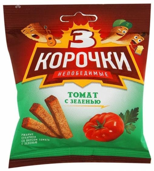 Сухарики 3 корочки Томат с зеленью 40 г