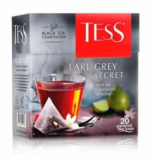 Чай черный TESS Earl Grey Secret аромат. 20 пирам. × 2 г