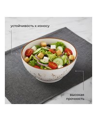 Салатник «Париж» фарфор 0,55л D=14см белый,коричнев.