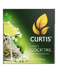 Чай зеленый в пирамидках CURTIS "Hugo Cocktail" 20 пирамидок, с цветочным вкусом, мятой, лаймом и ароматом цветов бузины, среднелистовой
