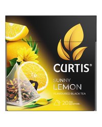 Чай черный в пирамидках CURTIS "Sunny Lemon" 20 пирамидок, с ароматом лимона, цедрой цитрусовых и лепестками цветов, фруктовый ароматизированный