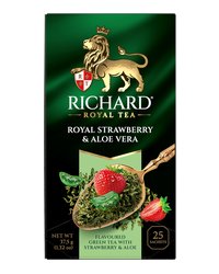 Чай Richard "Royal Strawberry & Aloe Vera" зелёный ароматизированный 25 сашетов