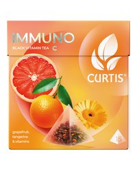 Чай черный в пирамидках CURTIS "Immuno" 15 пирамидок, с цедрой апельсина и лимона, витамином C, фруктовый ароматизированный