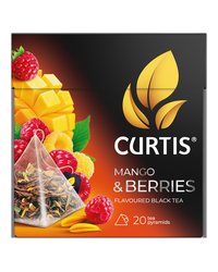 Чай черный в пирамидках CURTIS "Mango&berries" 20 пирамидок, с цедрой апельсина и изысканным ароматом манго и малины, фруктовый ароматизированный