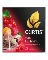 Чай черный в пирамидках CURTIS "Very Berry" 20 пирамидок, с кусочками ягод и лепестками цветов, фруктовый ароматизированный