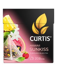 Чай черный в пирамидках CURTIS "Hawaii Sunkiss" 20 пирамидок, с ароматом гуавы, земляникой, ананасом и базиликом, фруктовый ароматизированный