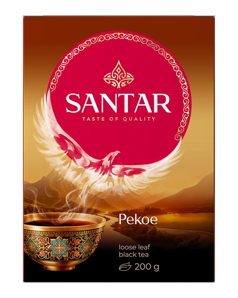 SANTAR Чай черный высокогорный Листовой, Pekoe - чай особой скрутки, 200 гр