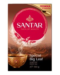 Черный крупнолистовой чай SANTAR "Special Big Leaf" 100г с ложкой