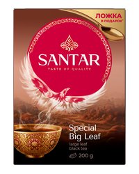 Черный листовой чай SANTAR "Special Big Leaf" 200г с ложкой