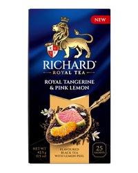 Чай в пакетах Richard Royal Tangerine & Pink lemon c мандарином, розовым лимоном, черный, 25 шт