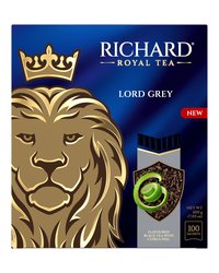 RICHARD Lord Grey, чай черный в сашетах, ароматизированный со вкусом бергамота, c цедрой цитрусовых, 100 шт