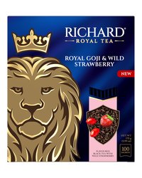 RICHARD Чай черный в сашетах, Royal Goji & Wild Strawberry  с натуральной земляникой и ароматом ягод годжи, 100 шт