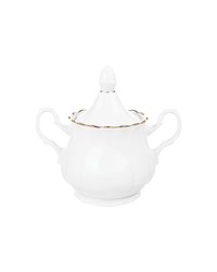Сахарница «Романс» с крышкой фарфор 0,55л ,H=11,L=17,3см белый,золотой