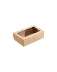 Контейнер бумажный OneBox с крышкой картон 1,9л ,H=6,L=23,B=14см св.корич.